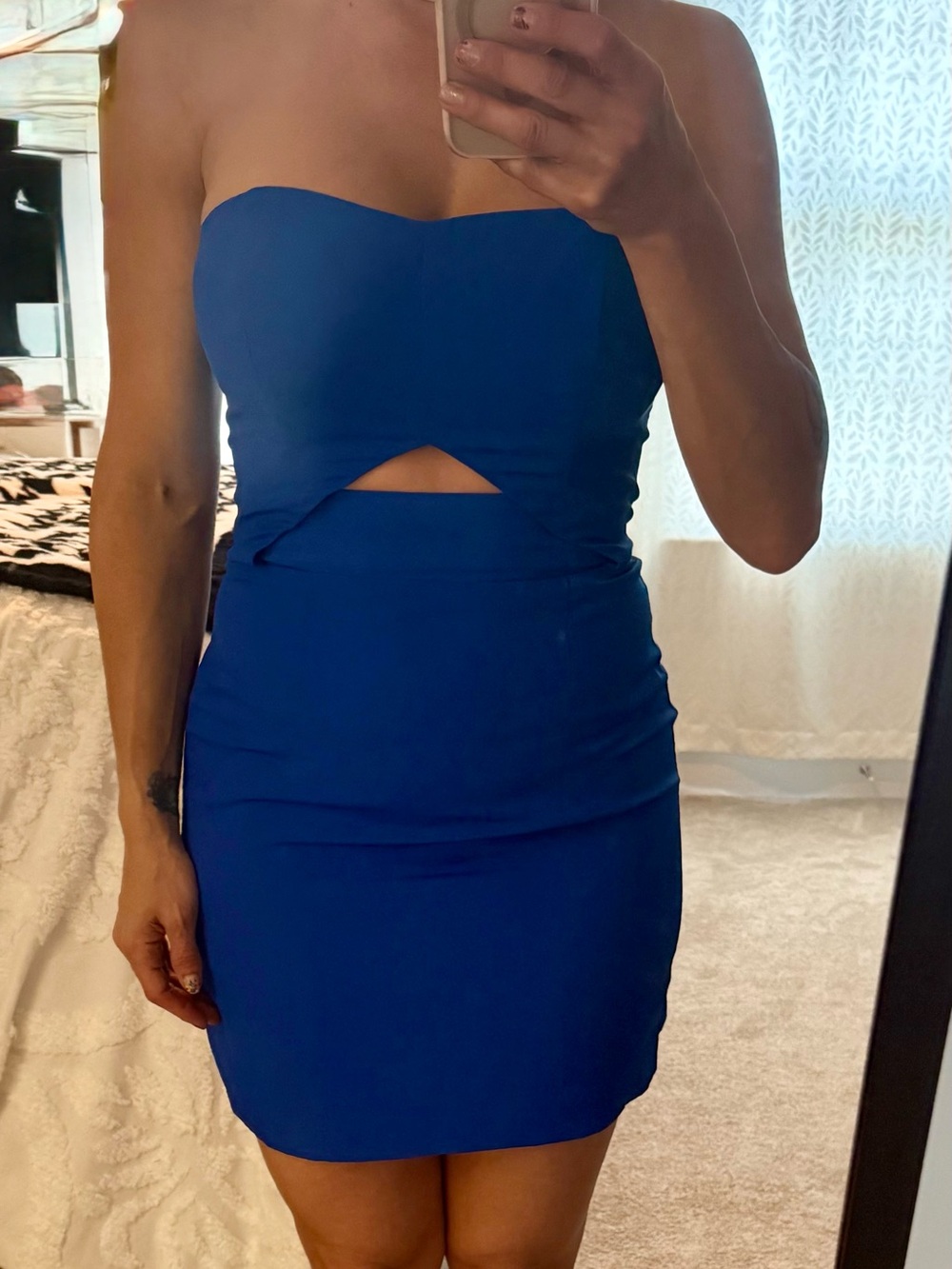 Marciano Royal Blue Strapless Cutout Bodycon Dress Size 4